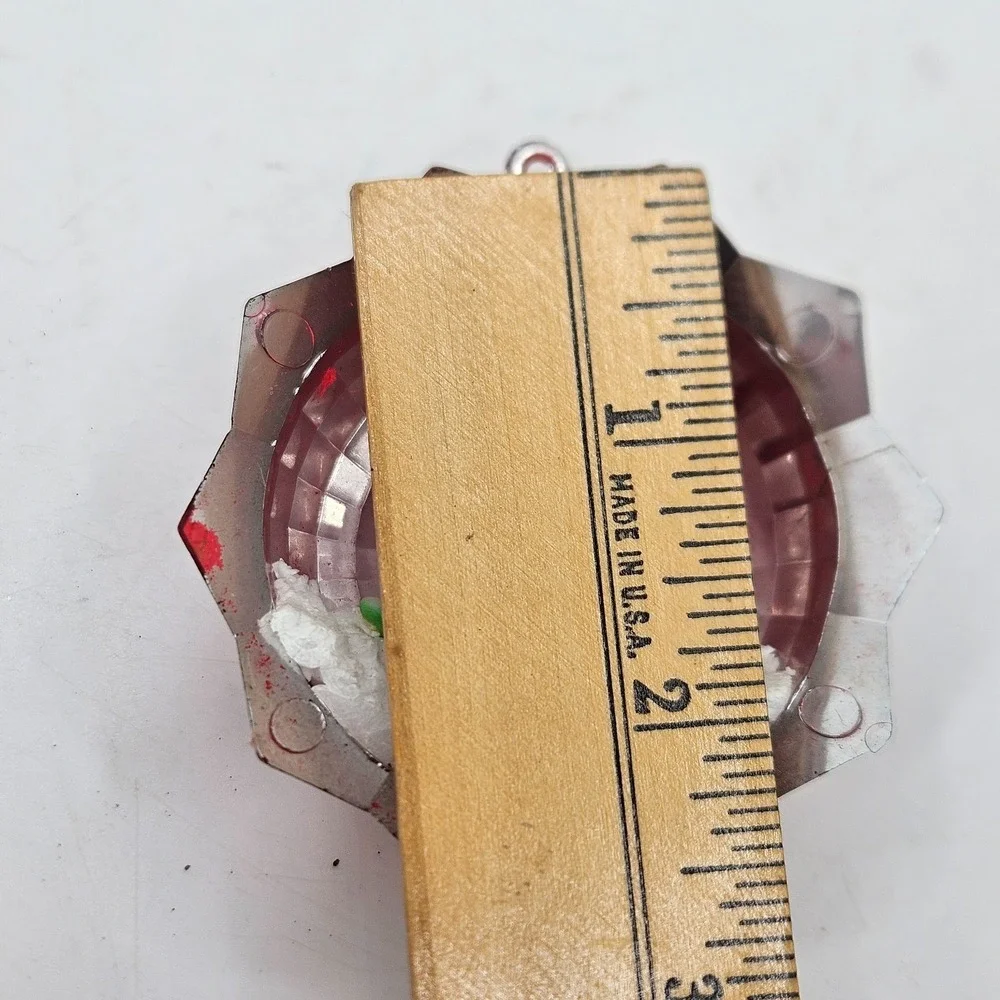 Vintage Red Plastic Diorama Christmas Ornament‎ Elf Tree Lantern